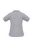 A grey women's short sleeve polo shirt featuring a subtle logo on the back.