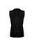 A black sleeveless vest with a textured finish, featuring a simple design and a logo.