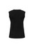 A black women's V-neck knit vest with a sleeveless design and a fitted silhouette. Features a subtle logo.