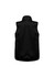 A black men's vest with a high collar and no sleeves, featuring a back view. It has a logo on the design.