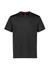 A black short sleeve tee featuring pink accents and a logo on the front. The material appears lightweight and breathable.