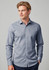 A tailored long sleeve shirt in blue with a subtle pattern, featuring a button-up front and a collar.