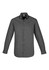 A long sleeve button-up shirt in a black and grey check pattern. The shirt features a logo on the chest.