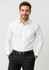 A classic fit long sleeve white button-up shirt for men, featuring a chest pocket and a sleek design.