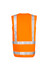 An orange reflective work vest featuring silver stripes and a simple design, suitable for workwear.