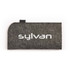 A grey felt case featuring the brand name in white, designed for sunglasses or similar accessories.