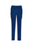 Navy blue women's slim leg scrub pants with pockets and a drawstring waist. Includes branding details.