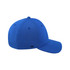 A bright blue recycled cap with a curved brim and a branded logo on the side.