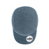 A washed cotton 5-panel cap in a blue shade with a logo on the front.