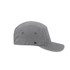 A grey UFlex Ripstop 5 Panel Cap featuring a logo, designed for headwear.