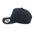 A dark navy trucker cap featuring a high profile design and a logo on the side.