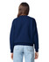 A youth sweatshirt in navy, featuring a round neckline and long sleeves, seen from the back.