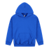 A blue heavy blend youth hooded sweatshirt with a front pocket and hood. It has a logo on the front.