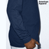 A navy long sleeve fine jersey T-shirt with a fitted design, featuring a logo on one side.