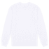 A white long sleeve fine jersey T-shirt, featuring a simple design and a logo on the label.