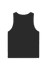 A black unisex fine jersey tank top with a plain back, featuring a logo.