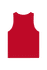 A red unisex fine jersey tank top with a plain back. It features a logo at the neckline.