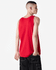 A red unisex fine jersey tank top with a relaxed fit, featuring a logo on the back.