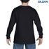 A black youth long sleeve T-shirt displayed on a model from the back. The design features a logo.