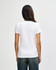 A white ladies' V-neck T-shirt displayed from the back, featuring a fitted design and simple style.
