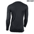 A black long-sleeve thermal shirt with a round neck and fitted design, featuring a logo.