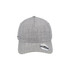 A grey five-panel snapback cap with a textured finish and a logo on the side.