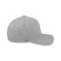 A grey 5-panel snapback cap with a fitted style and a small logo on the side.