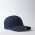 A navy blue UFlex Adults Pro Style 5 Panel Snapback cap with a logo.