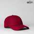 A red, six-panel snapback cap featuring a small logo on the side. Ideal for casual wear.