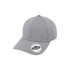 A grey cap made of recycled polyester with a structured design and a logo on the front.