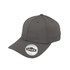 A grey 6-panel recycled cotton baseball cap with a rounded crown and a branded logo on the side.