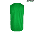 A green singlet with a smooth fabric texture, featuring a logo on the top right corner.