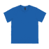 A vibrant blue youth t-shirt featuring a classic crew neck and short sleeves, with a logo on the label.