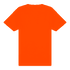 An orange midweight youth T-shirt with short sleeves, featuring a blank back and a logo.