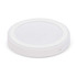 A circular white wireless charger with a smooth surface and a small indicator light.