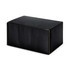 A black box with a smooth finish, rectangular in shape, featuring clean edges and a simple design.