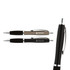 A metal pen set featuring a black pen and a bronze pen with sleek, ergonomic designs and branding.