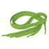 A pair of bright green shoe laces with pointed tips, arranged neatly on a white background.