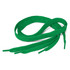 A pair of green shoe laces with rounded tips, lying flat against a white background.