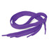 Purple shoelaces with pointed ends, coiled and laid out flat. The item has a textured surface and a logo present.