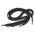 Black shoelaces with pointed ends, arranged in a loose coil. Features a textured finish and has a logo.