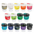 A collection of reusable coffee cups in various colours, each featuring a lid and some with branding.