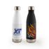 A drink bottle set featuring a white bottle with a logo and a black bottle adorned with a dragon design.
