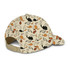A custom cap featuring a cream background with a playful pattern of various cats in black, orange, and white.