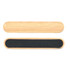 A bamboo nail file featuring a smooth wooden side and a textured black filing surface. It has a natural finish.
