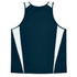 A dark navy singlet featuring white side panels and a logo on the back.