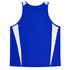 A blue singlet with white side panels. The garment has a sleek, sporty design and includes a logo.