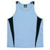 A light blue singlet featuring black side panels, with a logo on the neckline.