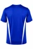 A blue men's t-shirt featuring white side accents, with a plain back design and a logo.