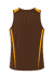 A brown men's singlet with orange accents and a logo on the back. Suitable for casual wear.